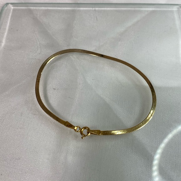14K YELLOW GOLD Herringbone bracelet ITALIAN REAL GOLD vintage - Picture 6 of 13